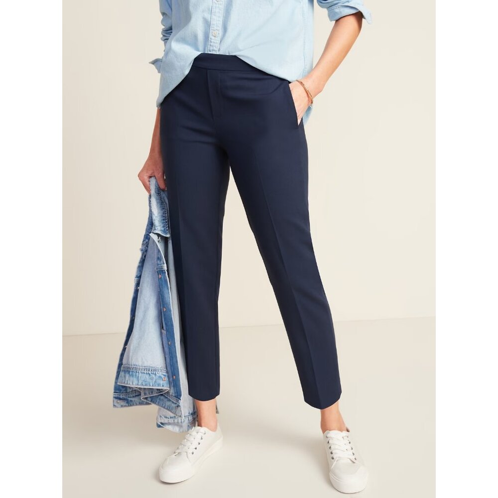 Old Navy Womens Size 12 Mid-Rise Straight Pull-On‎ Ankle Pants in Navy Blue 146